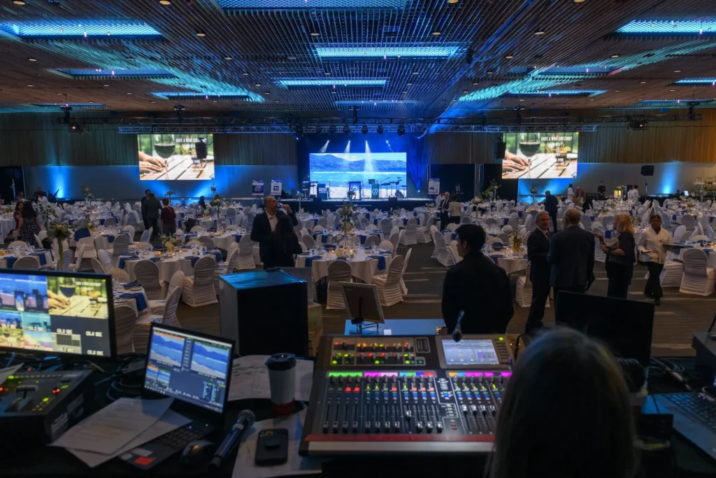 A soundboard and playback machines at a recent event in Winnipeg