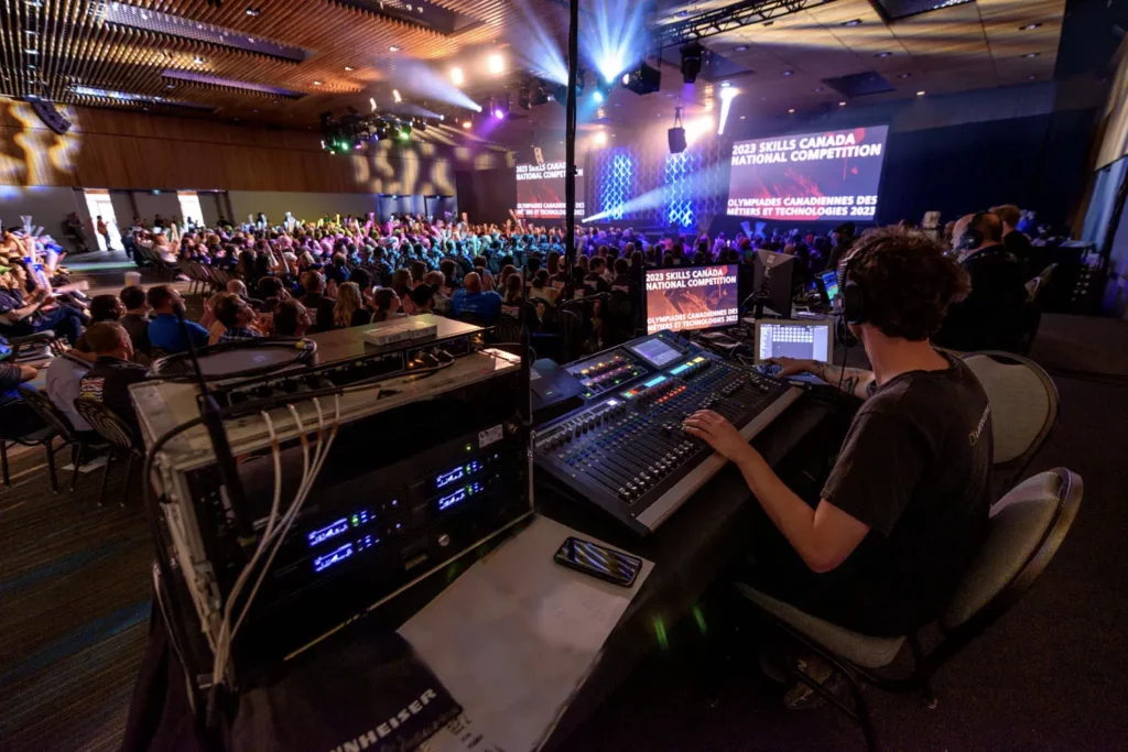 An AVentPro event technician working at a large event