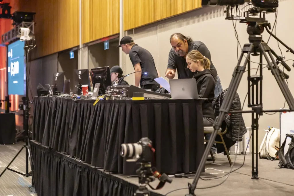 Several AVentPro technicians working together during an event