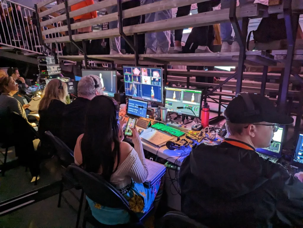 The AVentPro crew and show producer working together and collaborating backstage.