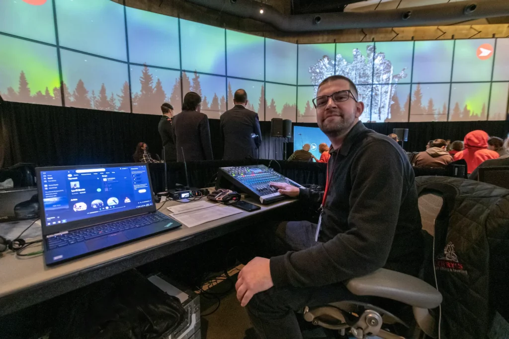 An AVentPro event technician working at a large event